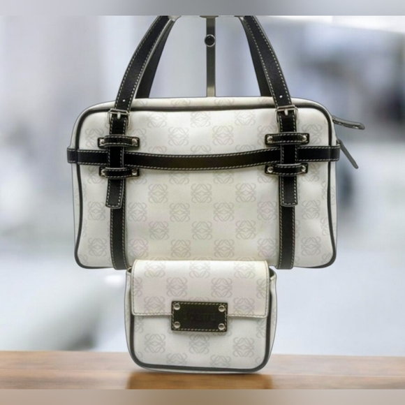 LOEWE Anagram Canvas Satchel with Removable Belt & Crossbody Pouch – Authentic - Picture 5 of 16